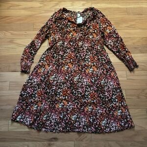 H&M | maternity | floral long sleeve dress | NWT | women’s size XL | coral, pink